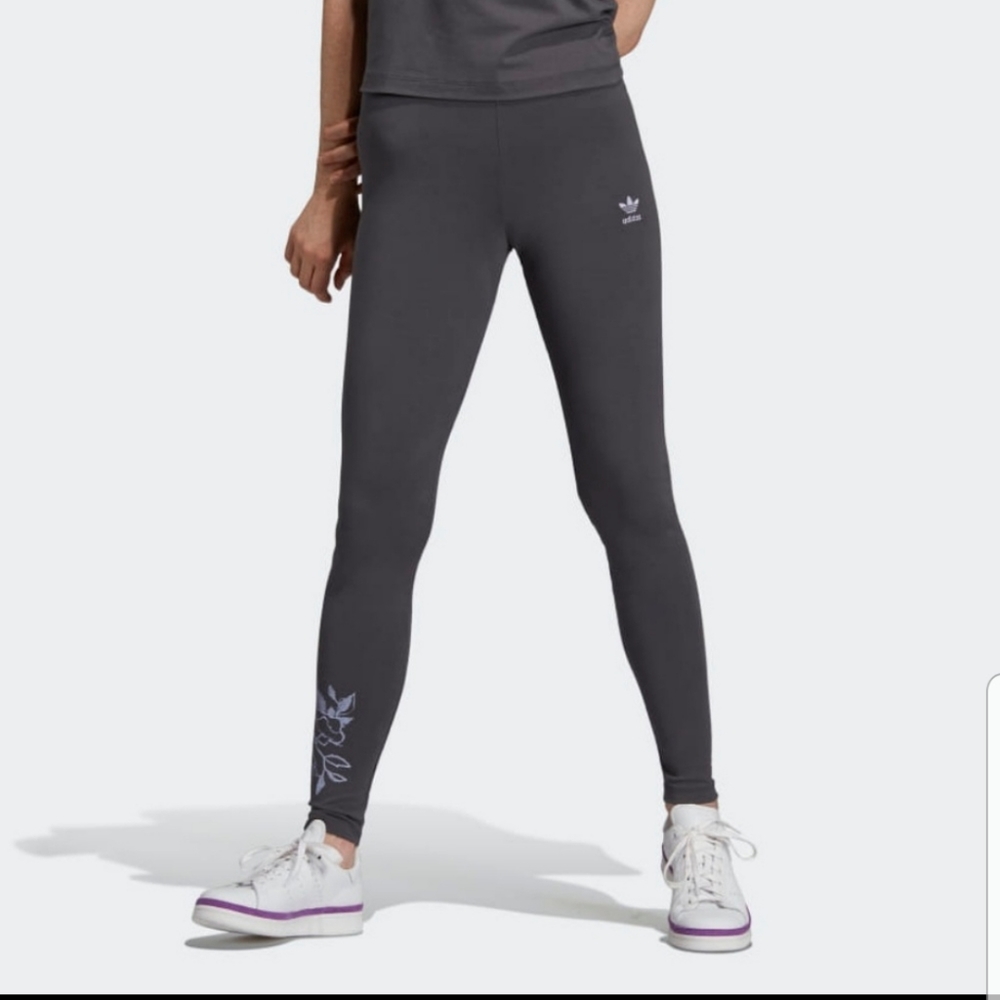 Adidas Gray/Purple Floral Leggings